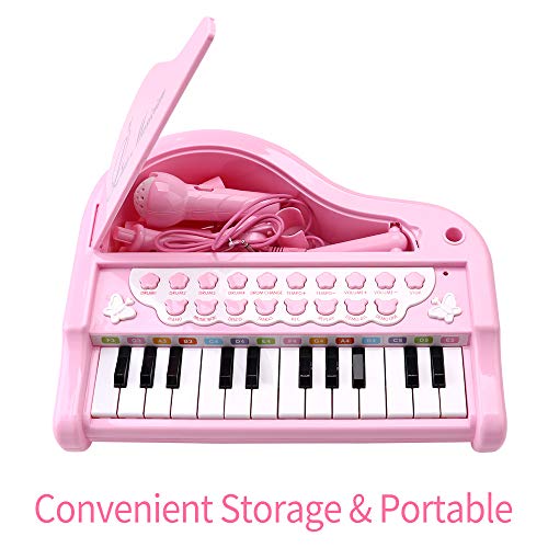 Amy&Benton Kinderpiano met Microfoon, 24 Keys Multifunctioneel Keyboard, Educatief Muzikaal Speelgoed, Verjaardagscadeau voor Meisje vanaf 1 2 3 Jaar - Image 8