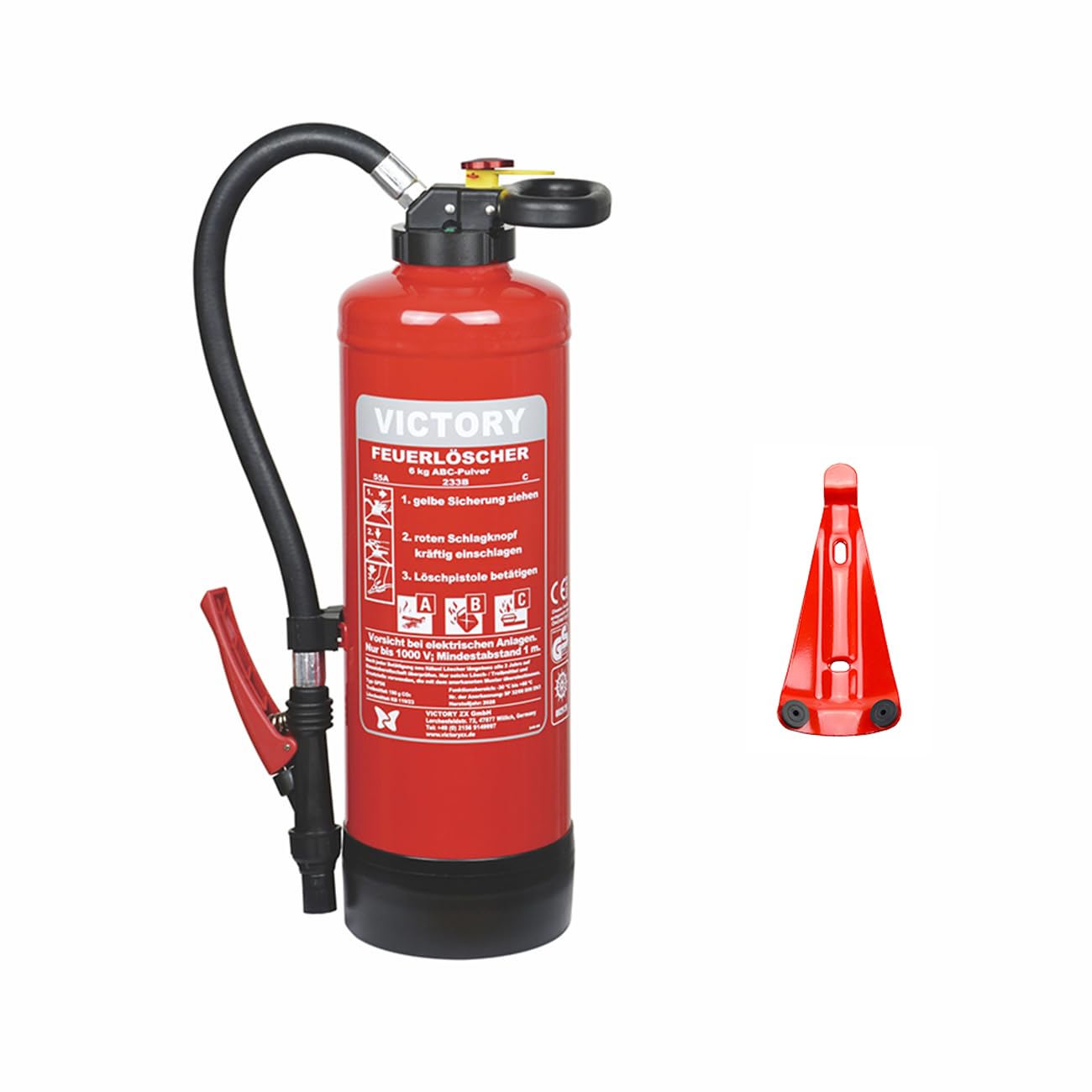 Auflade Pulver Feuerlöscher 6kg Mit Wandhalter,34A 233B C,CE/GS/MED