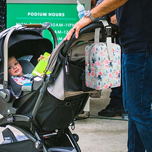 Beautyflier Insulated Baby Bottle Bags, Portable Breastmilk Baby Bottle Cooler Storage & Travel Carrier Bag, Attaching To Stroller Or Diaper Bag Easily (Flowers, Large) #TOP3