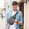 FuninCrea Mens Sling Bag, Oxford Chest Bag Shoulder Bag with Adjustable Shoulder Strap, Zipped Man Bag Cross Body Bag with Headphone Hole for Travelling, Hiking, Sports (Black Double Layer) #4