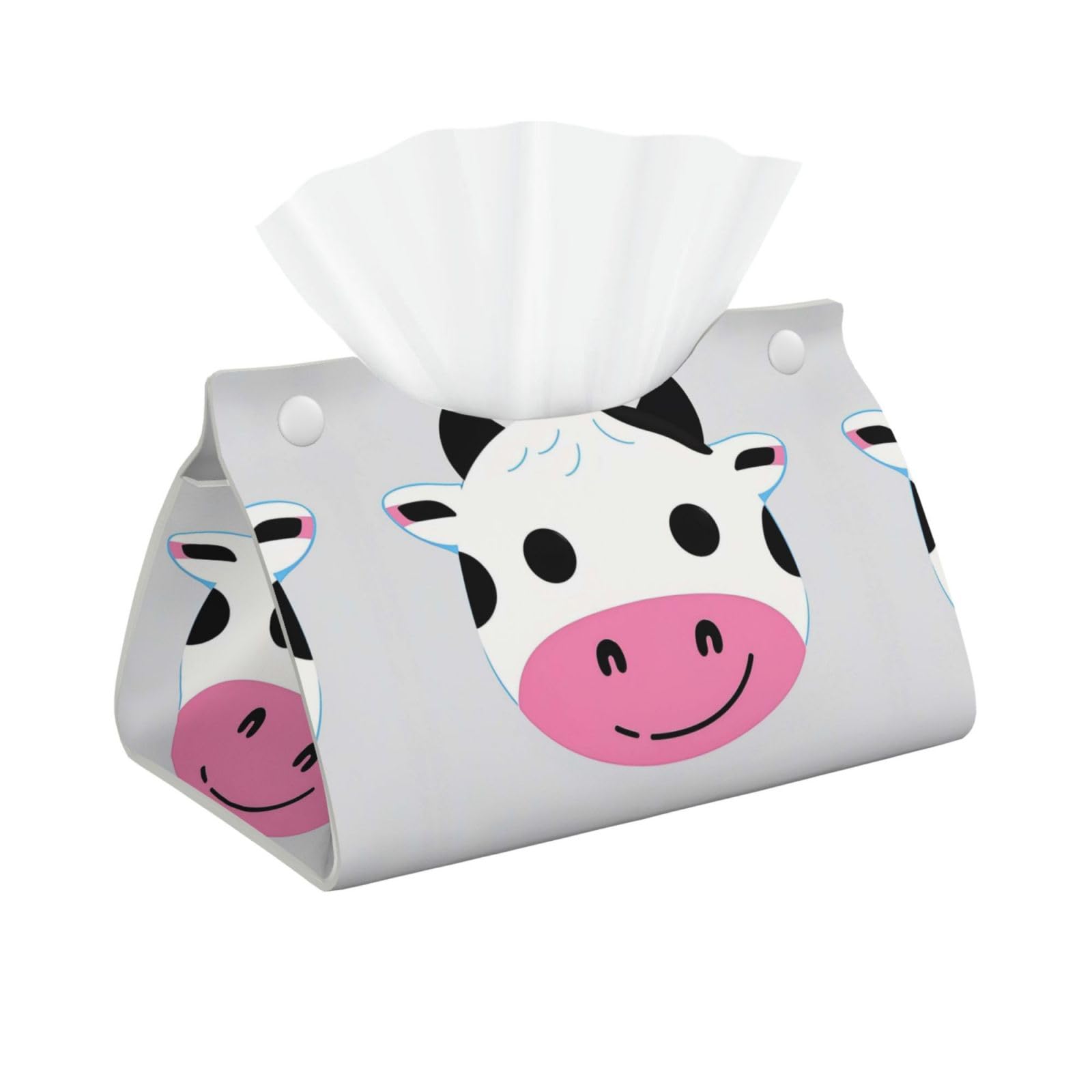 Decorative Tissue Box Cover Funny Cow Tissue Box Holder Aesthetic Leather Storage Organizer Box for Bathroom Vanity Tabletop Night Stands Office Funny Home Decorative Tissue Case