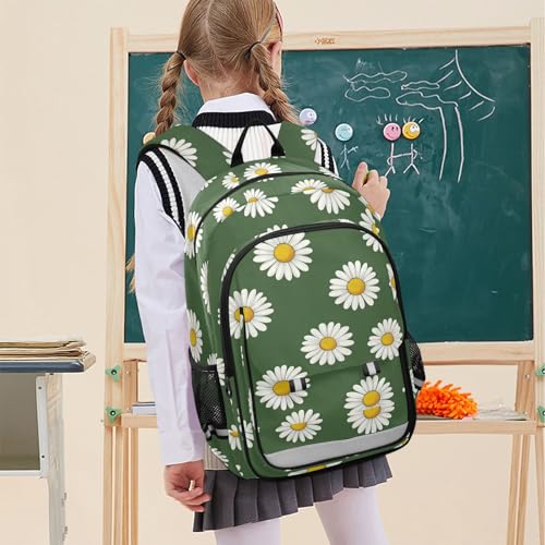 Sac à dos ordinateur portable enfant marguerites vert idéal collège - 3