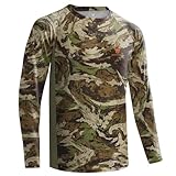 Huntrex Men's Camo Hunting Shirt with Zipper Pocket – UPF 50+ Fishing Shirts Sun Protection Long Sleeve Quick-Drying (Vortex Hide,XL)