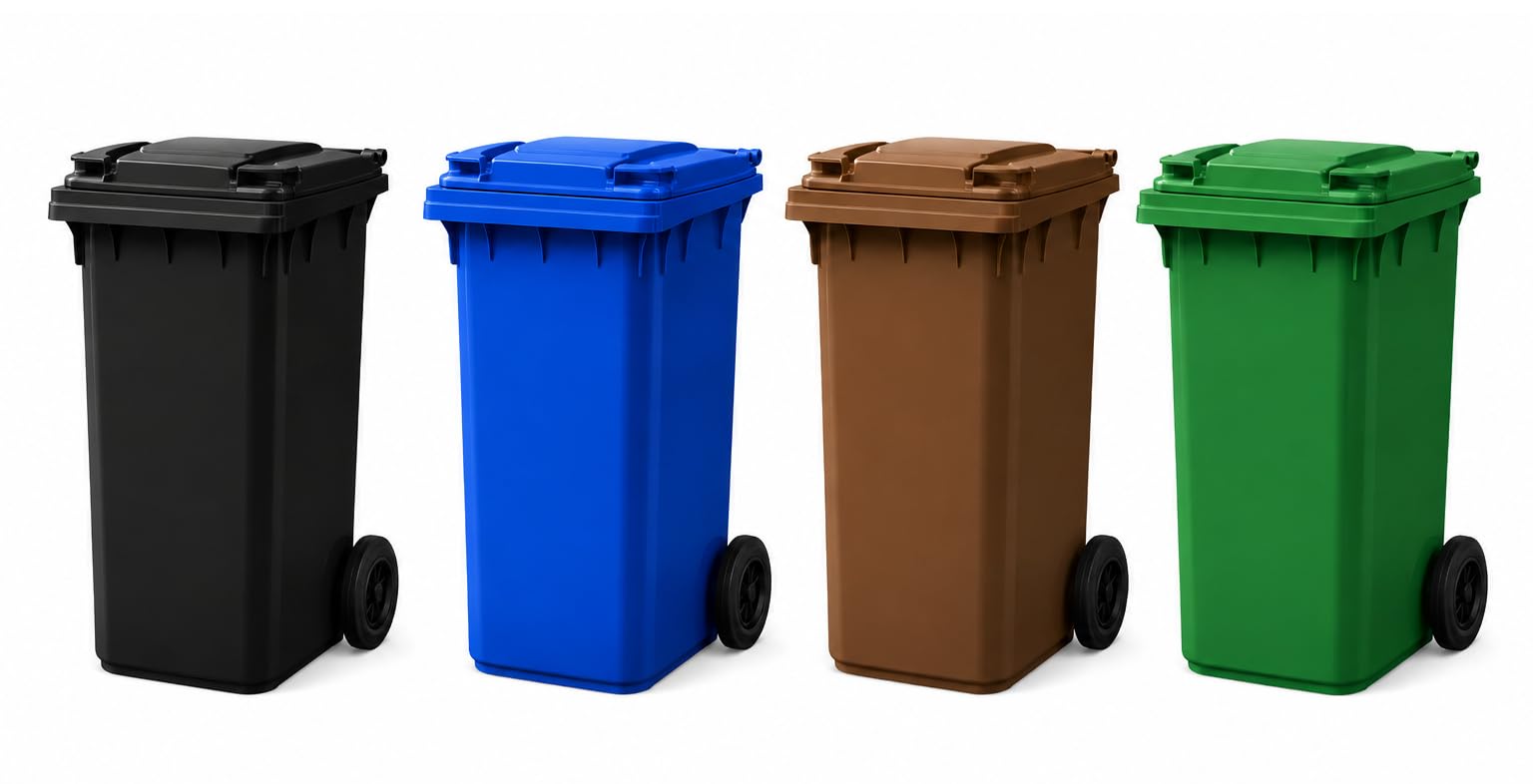 SuperGift.com Black - 240L Wheelie Bin for Household, Commercial & Industrial, Large Outdoor Waste Container, Outdoor Rubbish Bin, Large Mobile Waste Bin, Easy-Roll, Durable Plastic โ image 1