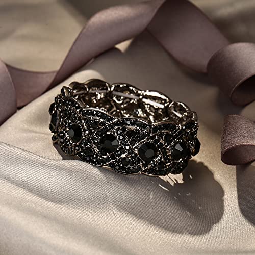 EVER FAITH Austrian Crystal Costume Jewelry Art Deco Elastic Stretch Bracelet3