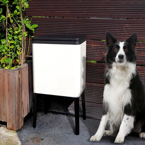 Image of Dog Poop Trash Can Outside,Tall high Legs 4 Gallon Stainless Steel Dog Waste Press Trash Can with Lid,Include Inner Bucket and Universal Wheels,Backyard,Patio,Garage,Kitchen Garbage Can