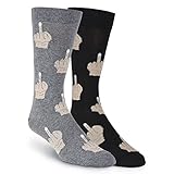 K. Bell Men's Classics Novelty Crew Socks, Middle Finger (Charcoal), Shoe Size: 6-12