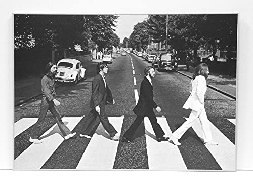 BaikalGallery Beatles Abbey Road Cuadro Enmarcado TAMAÑO 70X100cm (P1052) Moldura de Aluminio Mate Color Plata - Montaje en Panel Adhesivo (Foam)- Laminado en Mate (Sin Cristal)