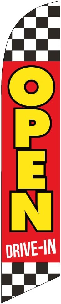 Open Drive-in (checkered) Feather Banner Swooper Flag - Replacement FLAG ONLY