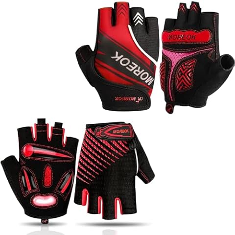 BIKINGMOREOK Bike Gloves Bicycle Cycling Gloves MK121-one pair（Red-Medium） Bike Gloves Bicycle Cycling Gloves MK098-one pair -（Red-Medium） Cover