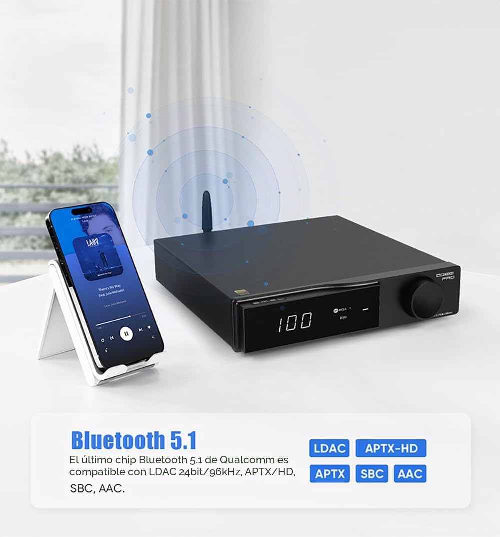 SMSL DO100PRO Digital Audio DAC Chip de gama alta ES9039Q2M XLR Línea equilibrada/RCA SALIDA BLUETOOTH/USB/OPTICAL/COAXIAU