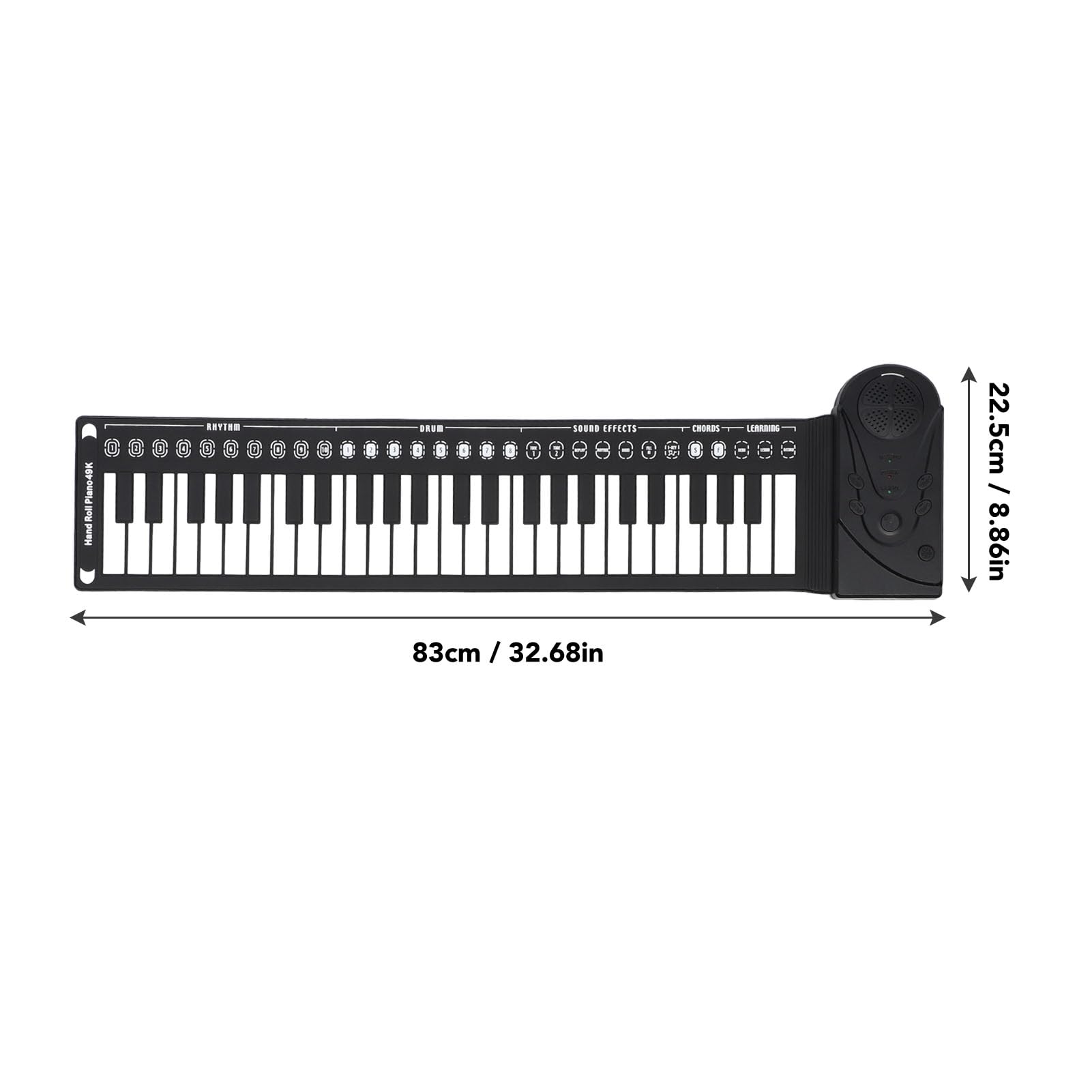 Tastiera Elettronica Pieghevole Multifunzionale Portatile a 49 Tasti per Esercitarsi, Struttura del Suono Chiara, Adatta Ai Principianti, Materiale ABS (BLACK)