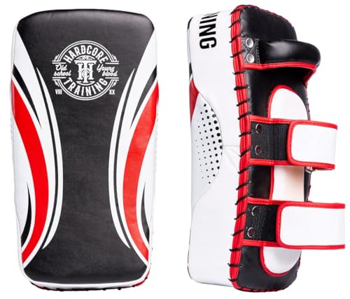 Hardcore Training Almohadilla de Golpeo Artes Marciales Kickboxing Sparring MMA Karate Muay Thai Escudo Boxeo Cuero Negro Unisex