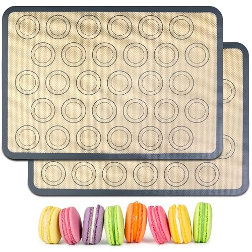 HOOMIL Macaron Silicone Baking Mats, 16.5'x 11.6', Non-Stick, Reusable, Food Safe, Half Sheet Size Silicone Mat, Pack of 2