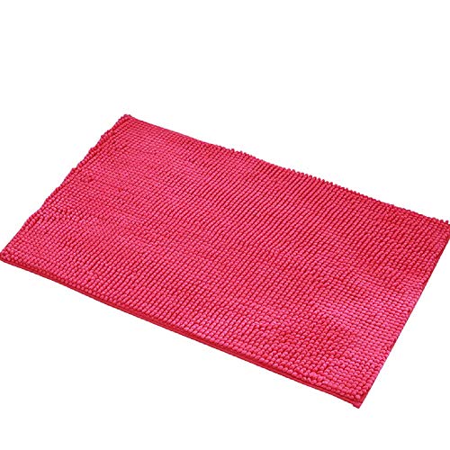 Kaptin Alfombra de baño antideslizante absorbente de chenilla para baño de microfibra suave lavable alfombra de baño de ducha (rosa roja, 40 x 60 cm)