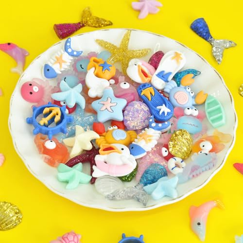 Image of Ulalaza 50 pcs Slime Charms Mixed Set Resin Flatback Making Supplies for DIY Craft Making and Ornament Scrapbooking Beads Assorted Candy Fruit Cake Ornament