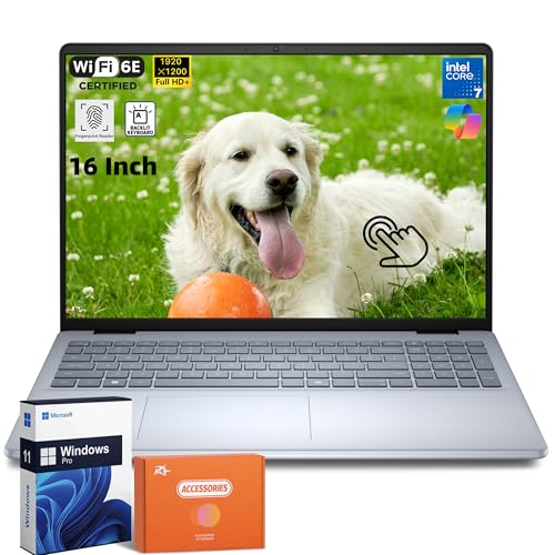 Image of Dell Inspiron 16 Touchscreen Laptop for Business 2025, 16 Inch 1080P Display, Intel 10-Core 7 150U(Up to 5.4GHz), 32 GB DDR5, 1 TB SSD, Backlit Keyboard, Fingerprint Reader, Wi-Fi 6E, Accessories