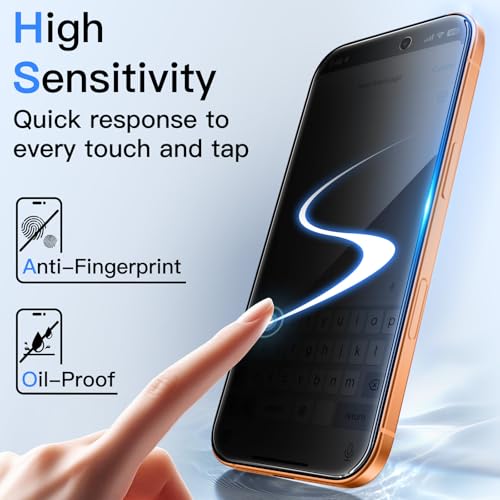 Image of JETech Privacy Screen Protector for iPhone 17 Pro Max 6.9-Inch with Camera Lens Protector, Anti-Spy Tempered Glass Film, Easy Installation Tool, 2-Pack Each