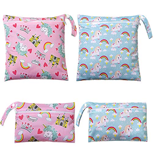 Bolsa Pañales, Comius Sharp 4 Piezas Bolsa de Pañales Reutilizable, Impermeable Organizador Pañales Bebe Bolsas Pañales, Bolsa para la Ropa de Bebé para pañales, Ropa Sucia y más (A)
