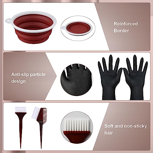 SOFYE Hair Dye Kit 30 PCS Hair Coloring Kit, Hair Dye Brush and Bowl Set with Tinting Bowl, Ear Cover, Gloves, DIY Salon Hair Painting Bleaching Tools (Brown)