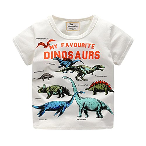 Niño Bebe T-Shirt,Sonnena Niño Infantil Baby niños Ropa Manga Corta Dinosaurio impresión Tops T-Shirt Blusa (100cm, Blanco)