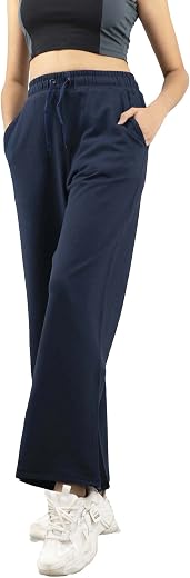 Imperative Women High Waist Regular Fit Cotton Flared Trackpant for Women and Girls.