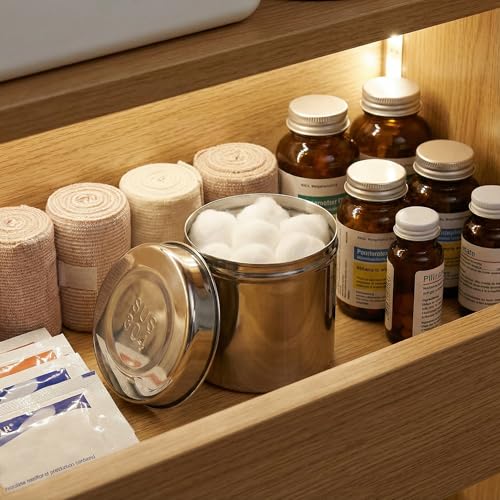Image of COHEALI Stainless Steel Container Stainless Steel Rustproof Dressing Jar Unguent Storage Can Gauze Holder for Hospital Coffee Container