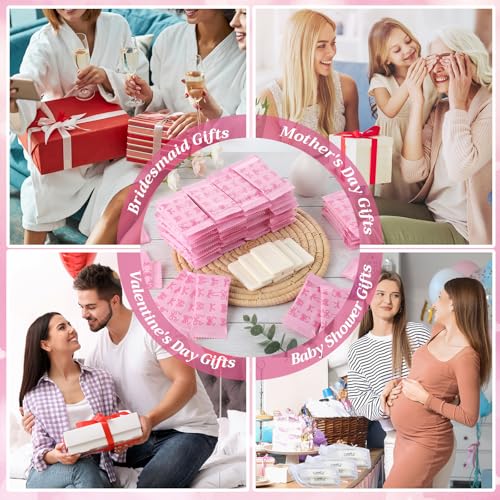 Image of Kacctyen 200 Pcs 0.35 oz Mini Hotel Soap Bars Bulk Individually Wrapped Hand Soap Bars Travel Size Toiletries for Hospitality Guest Holiday (Bow Knot)