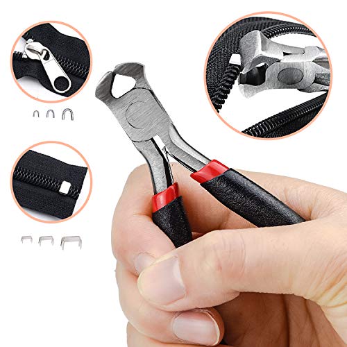 85 Pieces Zipper Repair Kit Zipper Slider Replacement Metal Pull Tabs Zip Fixer Parts with Zipper Pliers for Repair Jeans Coats Jacket Zipper, Silver Black