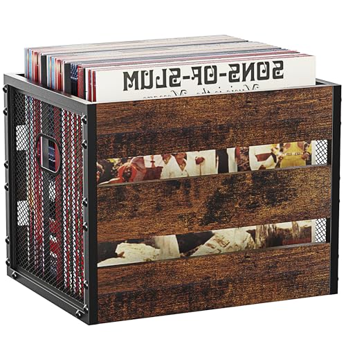 DOLALIKE Vinyl Record Storage, Vintage Wood Album...
