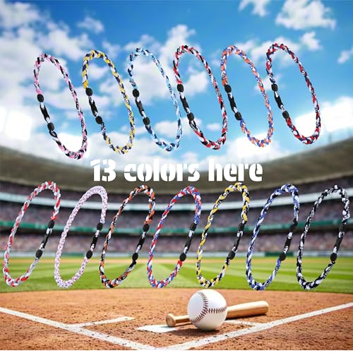 NAKAYAI Premium 18" Baseball Necklaces Nylon Tri-Braided Rope Tornado Design One/Multi-piece set for Team Gifts Player Fans Dark Softball Drip Sports Baseball Necklace2