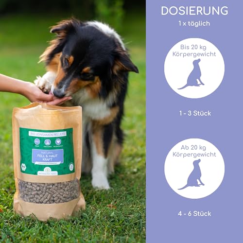 Bio Leinsamen Pellets – Fellwechsel Unterstützung für Hunde, Kaninchen und Pferde - Reich an Omega-3, Natürlich & Rein