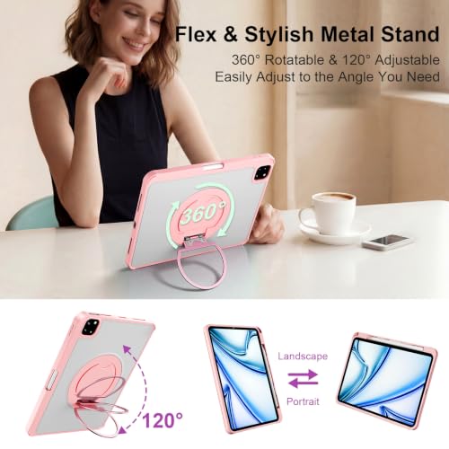 Image of iPad A16 11 /10th Gen Case with Keyboard, Air 11 inch (M4 /M3 /M2, 2026 /2025 /2024), Magnetic Detachable Backlit Keyboard, Trackpad, 360 Stand, Pencil Holder for Air 5 /4th 10.9 inch Pro 11(Rose Quartz)