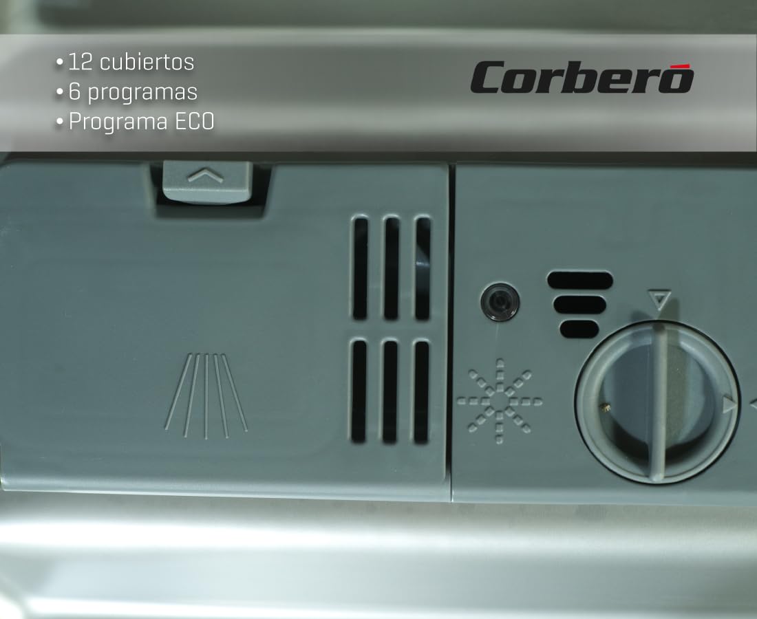 Corbero - Lavavajillas Plus 60 cm | CLVM605W | 12 Servicios| 6 Programas | 4 temperatura | Display LED | Inicio Diferido | Media Carga | Inicio - Pausa | Blanco — view 4
