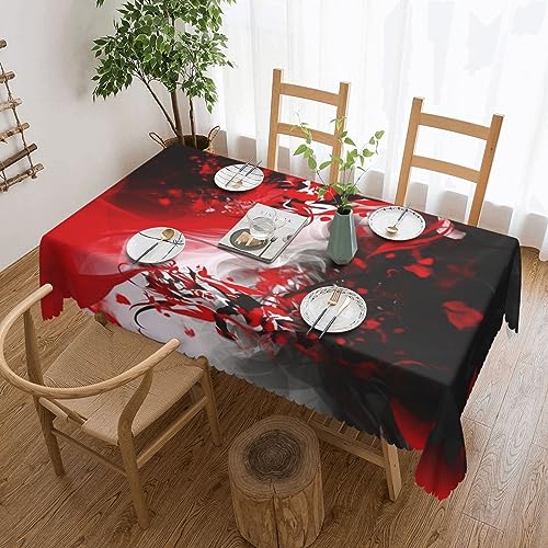 RLDOBOFE Nappe rectangulaire rouge, noire, blanche, abstraite, imperméable, résistante aux taches, lavable, pour cuisine, salle à manger, décoration pour extérieur...