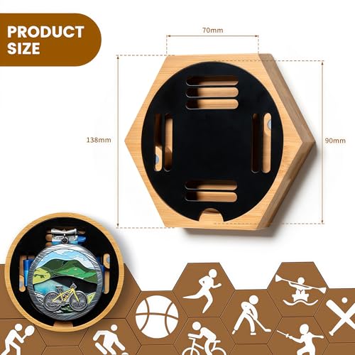 Image of Medal Hanger Display - Honeycomb Marathon Medal Hanger, Race Medal Holder Rack for Wall with No-Drill Adhesive Mounting, Stylish Holder for Running Medals