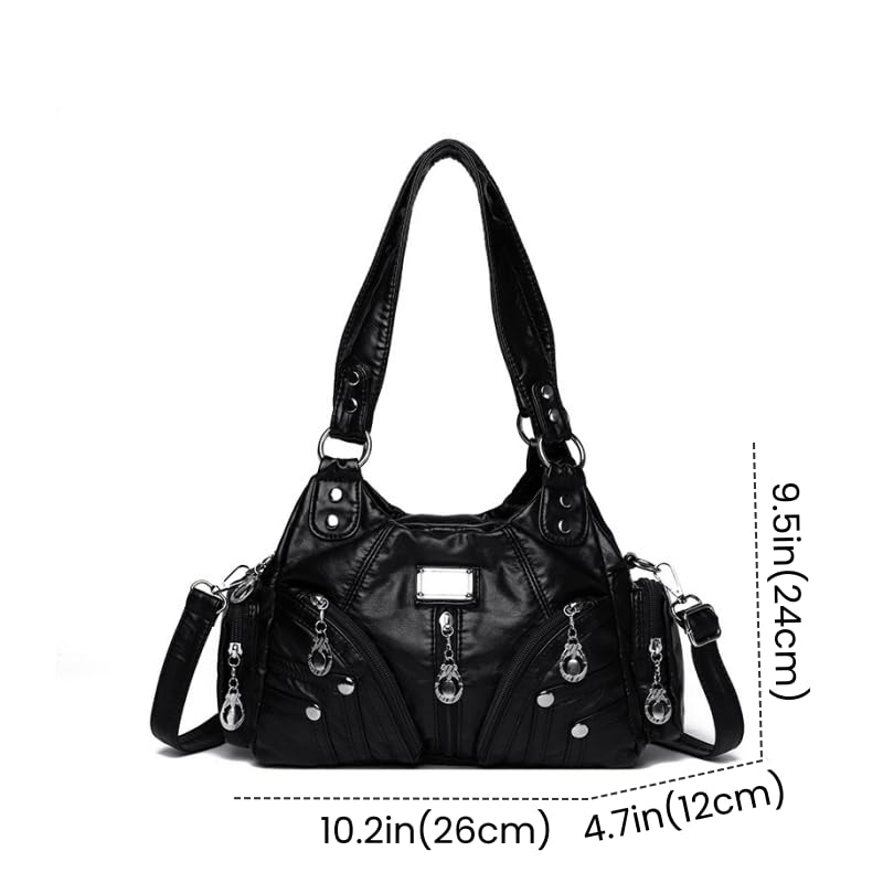 FUNSEED Handbag for Women, Large Capacity Multi Pocket Soft PU Leather Casual Single Crossbody Bag2