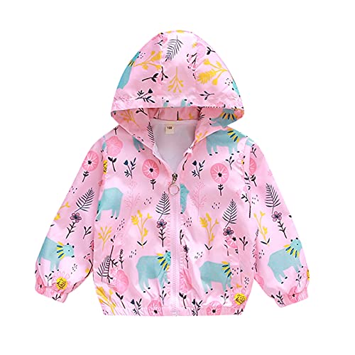 Toddler Baby Boys Girls Rain Jacket Lightweight Hooded Windproof Coat Print Outwear Kids Zipper Little Girl Coat Size 5