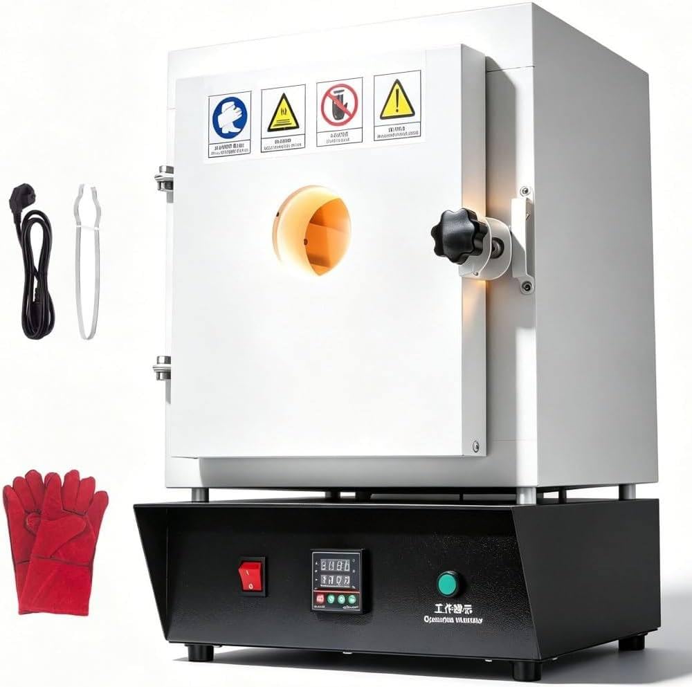 MANYOUYOU Electric Sintering Furnace, Muffle Furnace 2102℉(1150 ℃), 1500w Pottery Kiln with Observation Window and Pid Temperature Control for DIY and Plaster Cast Baking
