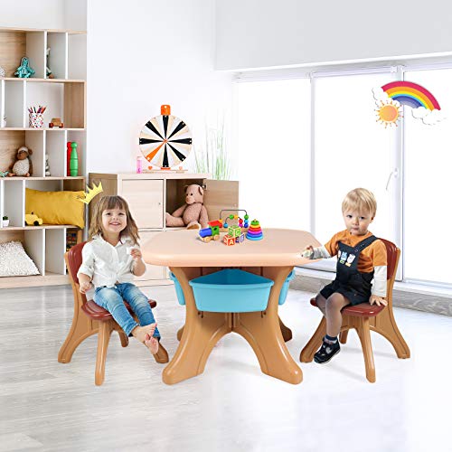 GOPLUS Set di Tavolo con 2 Sedie per Bambini con 4...