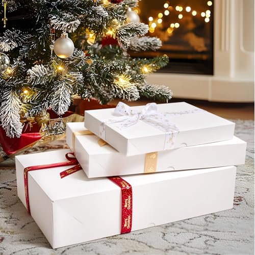 YANGTE 12 Pack White Gift Boxes with Lids for Presents, 17" Large Gift Boxes for Clothes Robe Shirt, Assorted Sizes Boxes with 4-inch Deep Robe Box for Christmas, Birthday and More - Image 5