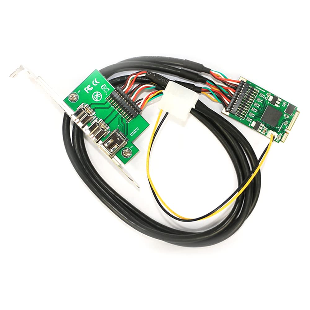 ezqnirk 1PCS Mini PCI-e to IEEE 1394 Controller Card Combo 1× 1394A 6Pin 2× 1394B 9Pin Adapter 800 Removable Suitable for Firewire Computer PC