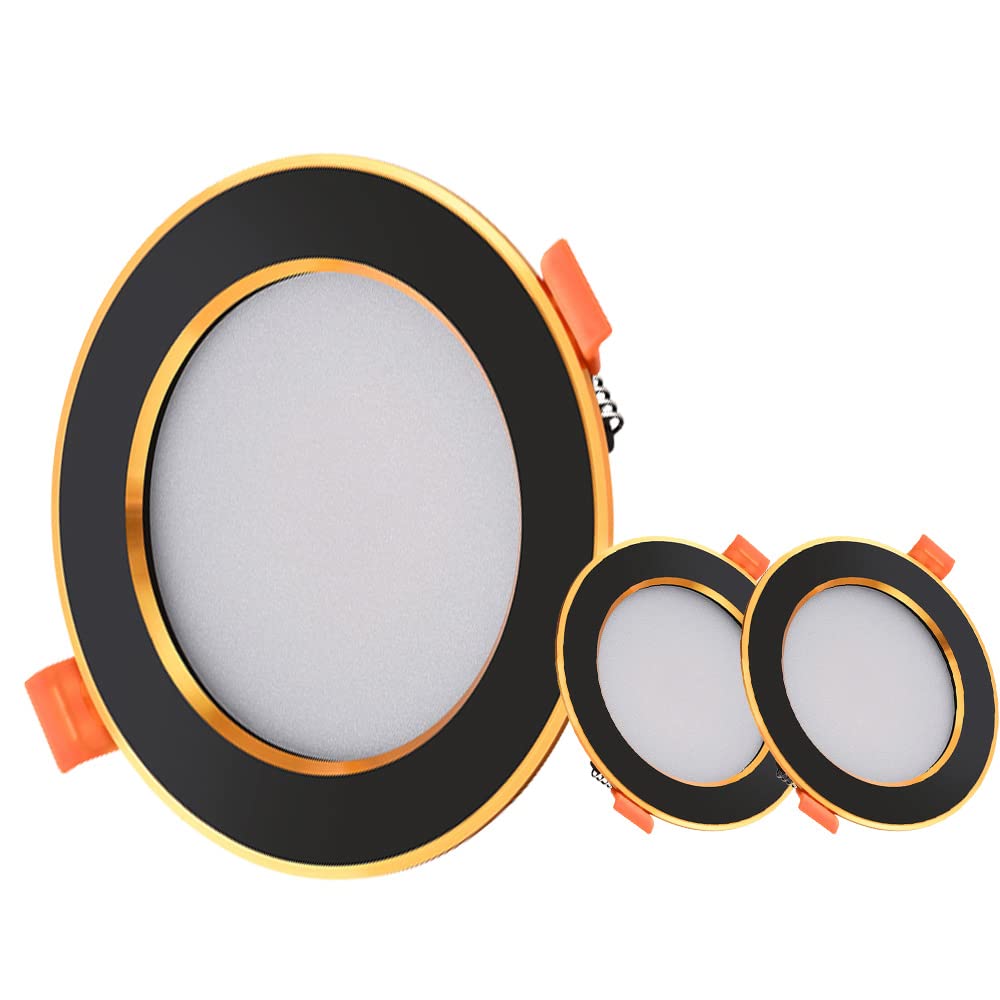 YNBSHGAA 3W/5W/7W/9W Led Downlight Set of 3,Recessed Round Led Panel Light 3000K/4000K/6000K Selectable Daylight Retrofit Downlight CRI90+ Baffle Trim Slim Pot Lights,7w-3000K