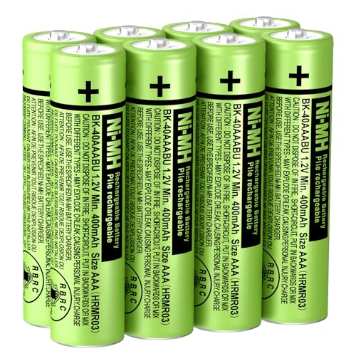 BENNTOP BK-40AAABU NI-MH AAA Rechargeable Battery 1.2V 400mah 8Pack AAA Batteries for Panasonic Cordless Phones, Remote Controls, Electronics