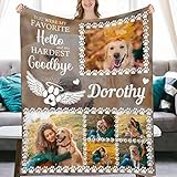 Custom Christmas Blanket with Dog Face Xmas Hat, Personalized Dog Gifts Soft Fleece Photos Blanket for Pet Lovers, Customized Merry Christmas Puppy Throw Blanket with Xmas Tree Print - 5 Sizes