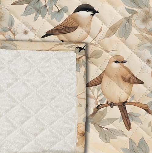 Image of Decorian Premium Soft Quilted Velvet Sofa Cover Mat, Sofa Seat Runner for Couch (Peach Bird, 2 Seater)
