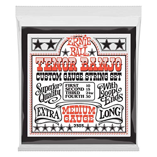 Ernie Ball Medium Stainless Steel Tenor Banjo Strings, 10-30 Gauge (P02303)