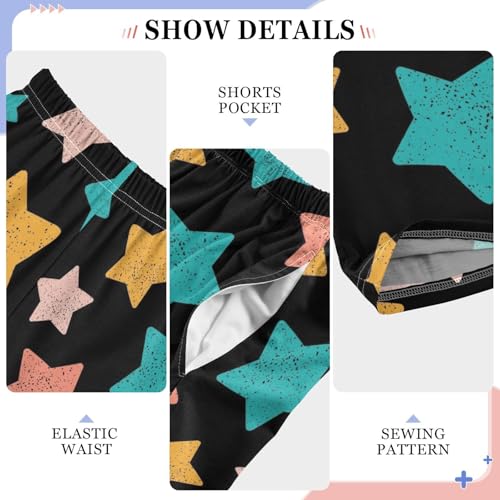 ZZXXB Colorful Star Print Boys Long Pants Soft Trousers Elastic Waist Kids Lounge Bottoms with Pockets S-XL4