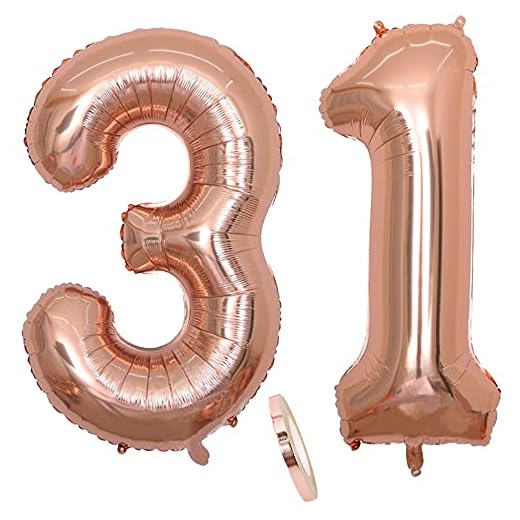 Globos numeros 31 años, Number globo número 31 oro rosa para niña Mujeres Chica, 40" Figuras Decor globo de lámina de helio inflable, gigante grande decoración fiesta de cumpleaños boda (xxxl 100cm)