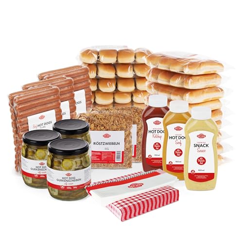 HOT DOG WORLD - Hotdog-Partypaket 'dänische Art' für 72 Hot Dogs (Strohschwein)